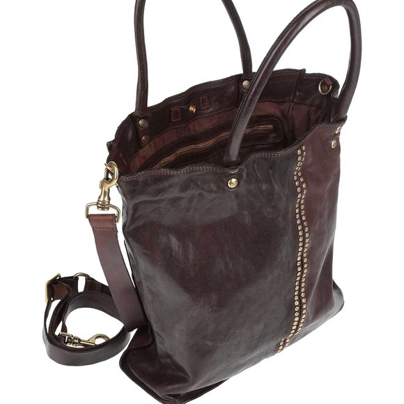 Campomaggi NWT Large Studded Shopper Prolifio Rivetti Burgundy SALE - Picture 4 of 8
